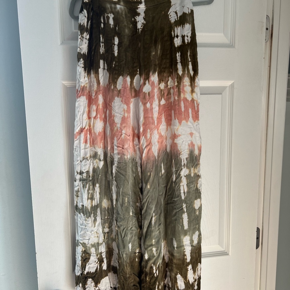 Young Fabulous and Broke Tie-Dye Maxi Skirt - Olive and Coral